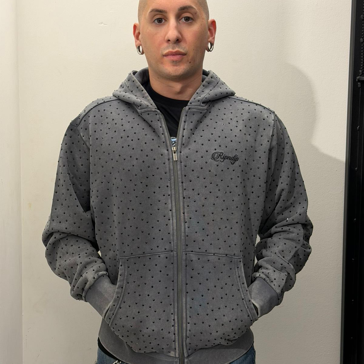 Ripngems Zip Up Hoodie (Charcoal Wash)