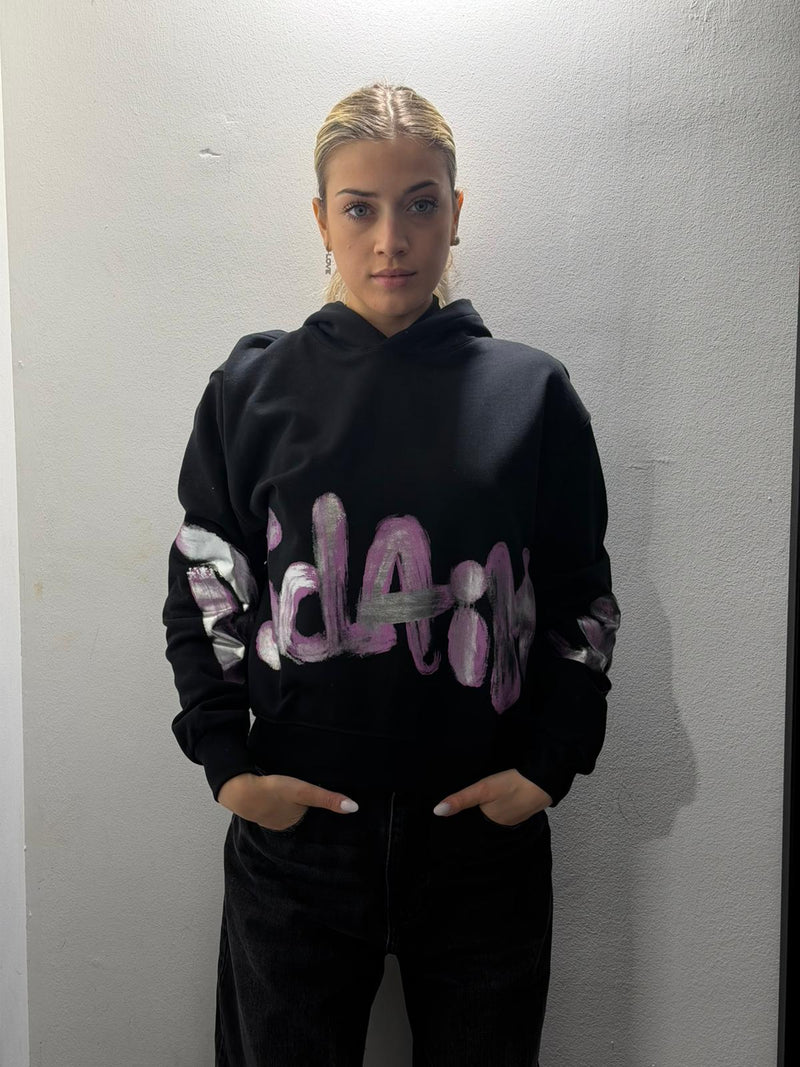 maglia donna con cappuccio in felpa disclaimer