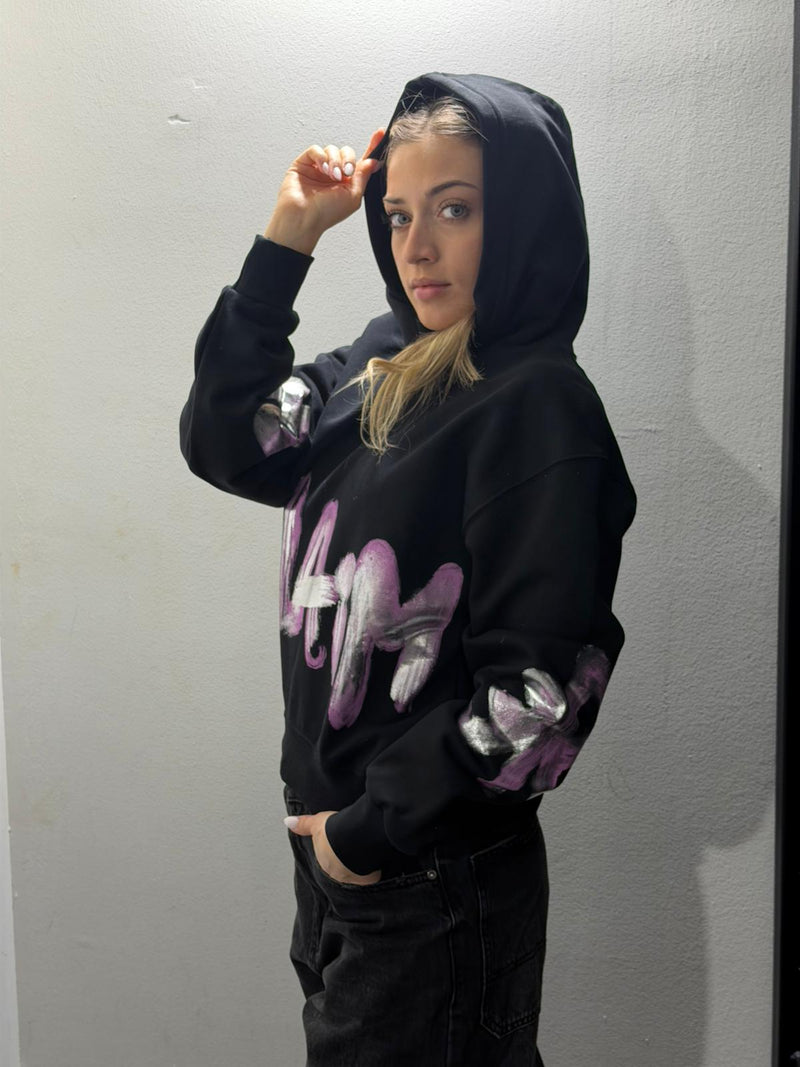 maglia donna con cappuccio in felpa disclaimer