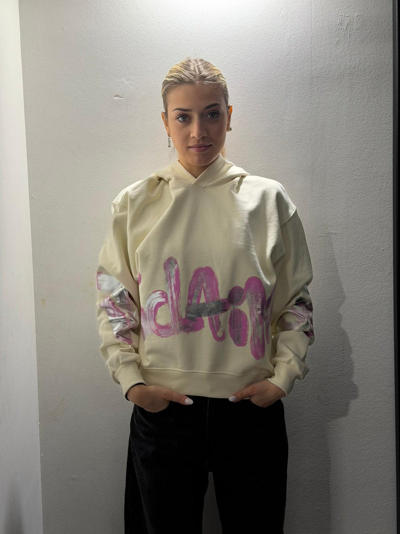 maglia donna con cappuccio in felpa disclaimer
