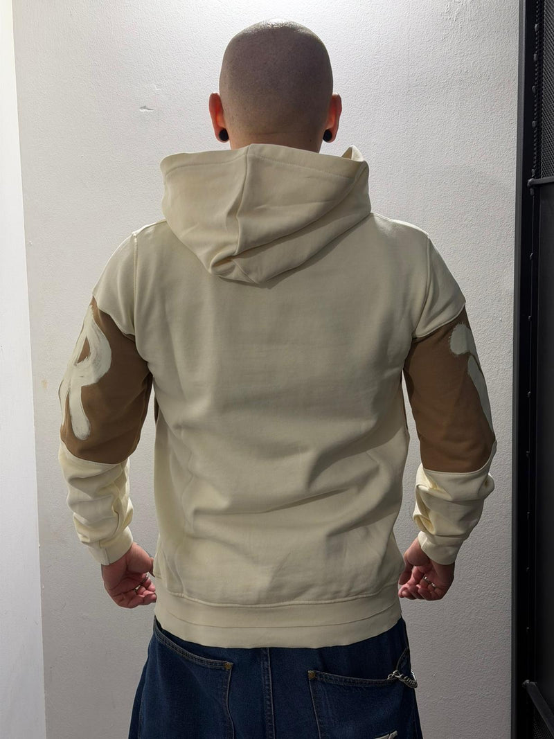 maglia uomo con cappuccio in felpa maxi stampa disclaimer