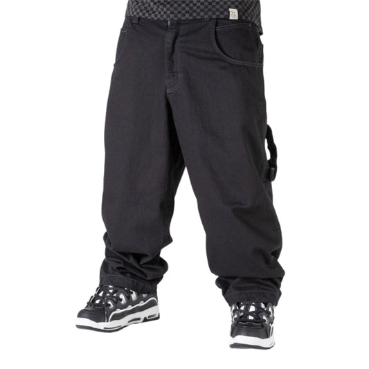 Baggy Denim Black con Ricamo Rosso