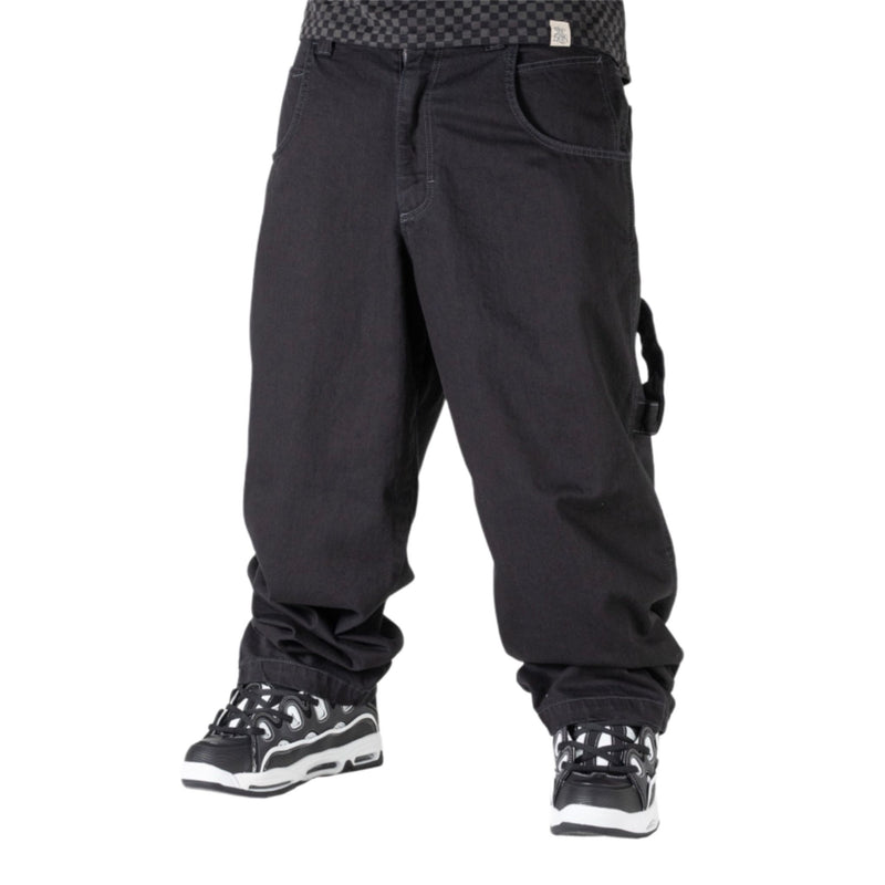 Baggy Denim Black con Ricamo Rosso