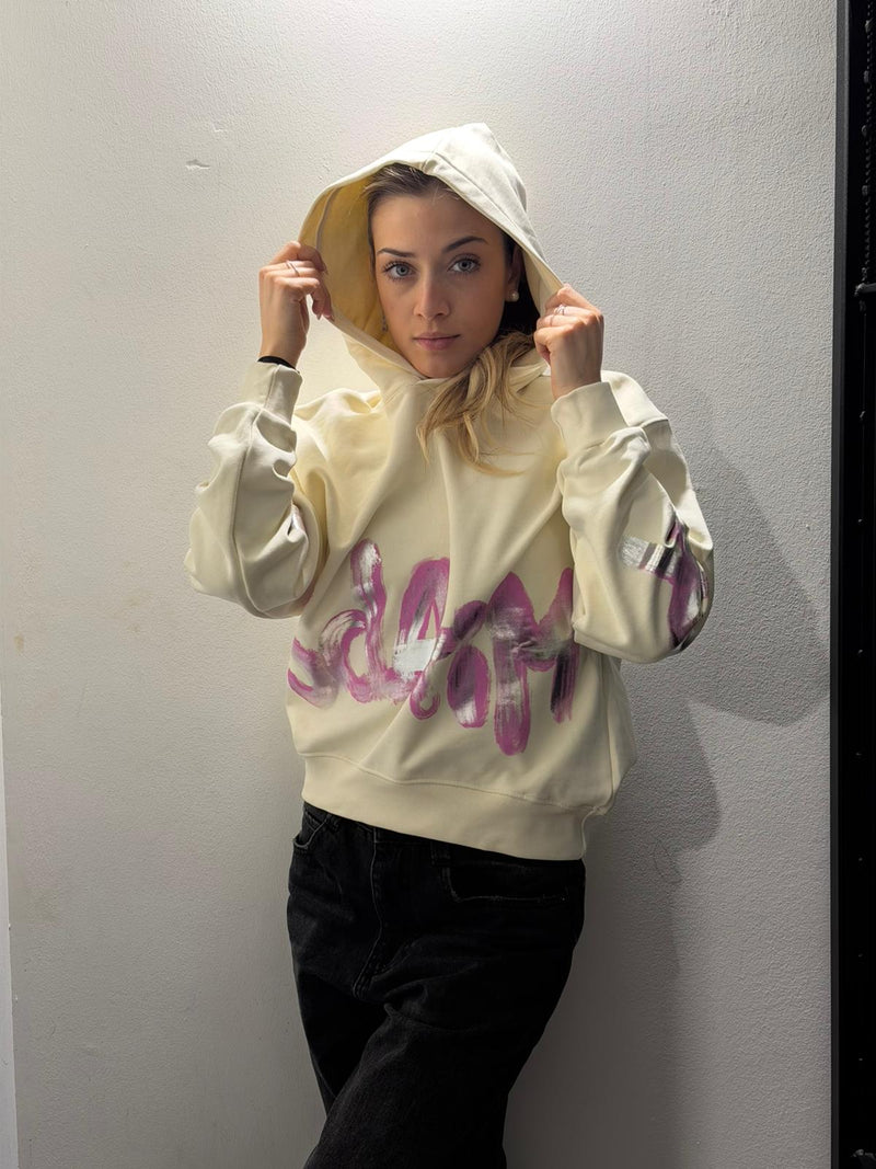 maglia donna con cappuccio in felpa disclaimer